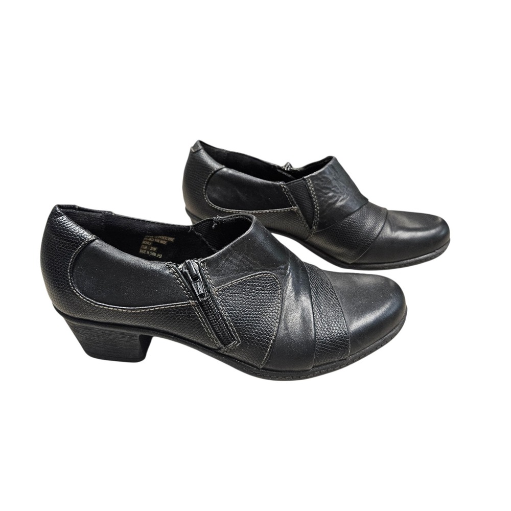 Earth Origins Monica Black Leather Side Zip Ankle Booties Women's 7.5 Whimsigoth